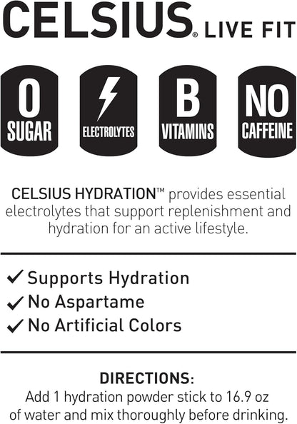 CELSIUS Hydration™ Blue Razz, Sugar Free Electrolyte Hydration Drink Mix (Pack of 14)