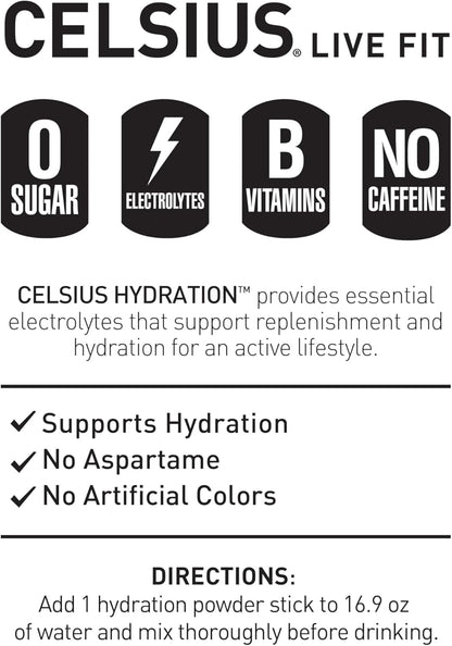CELSIUS Hydration™ Blue Razz, Sugar Free Electrolyte Hydration Drink Mix (Pack of 14)