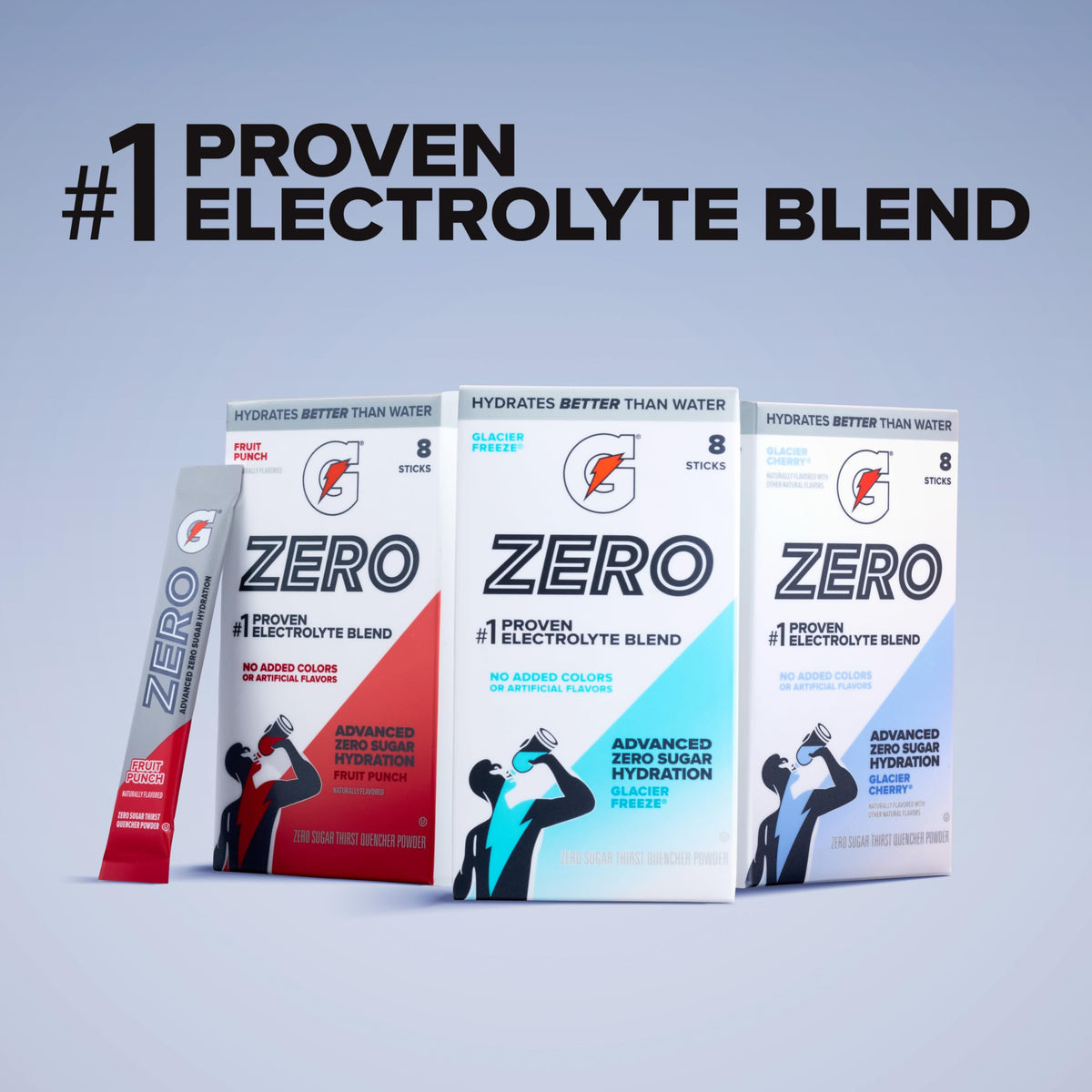 Gatorade Zero Sugar Powder, 3 Flavor Variety Pack, (32 Servings)
