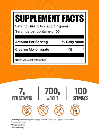 BulkSupplements.com Creatine Monohydrate Powder - Creatine Flavored Powder Supplement, Micronized - Mango Tango Flavor, 7g per Serving, 700g (1.5 lbs) (Pack of 1)