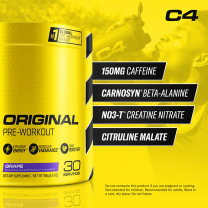 C4 Original Pre Workout with 150mg Caffeine, Fruit Punch, 60 Servings