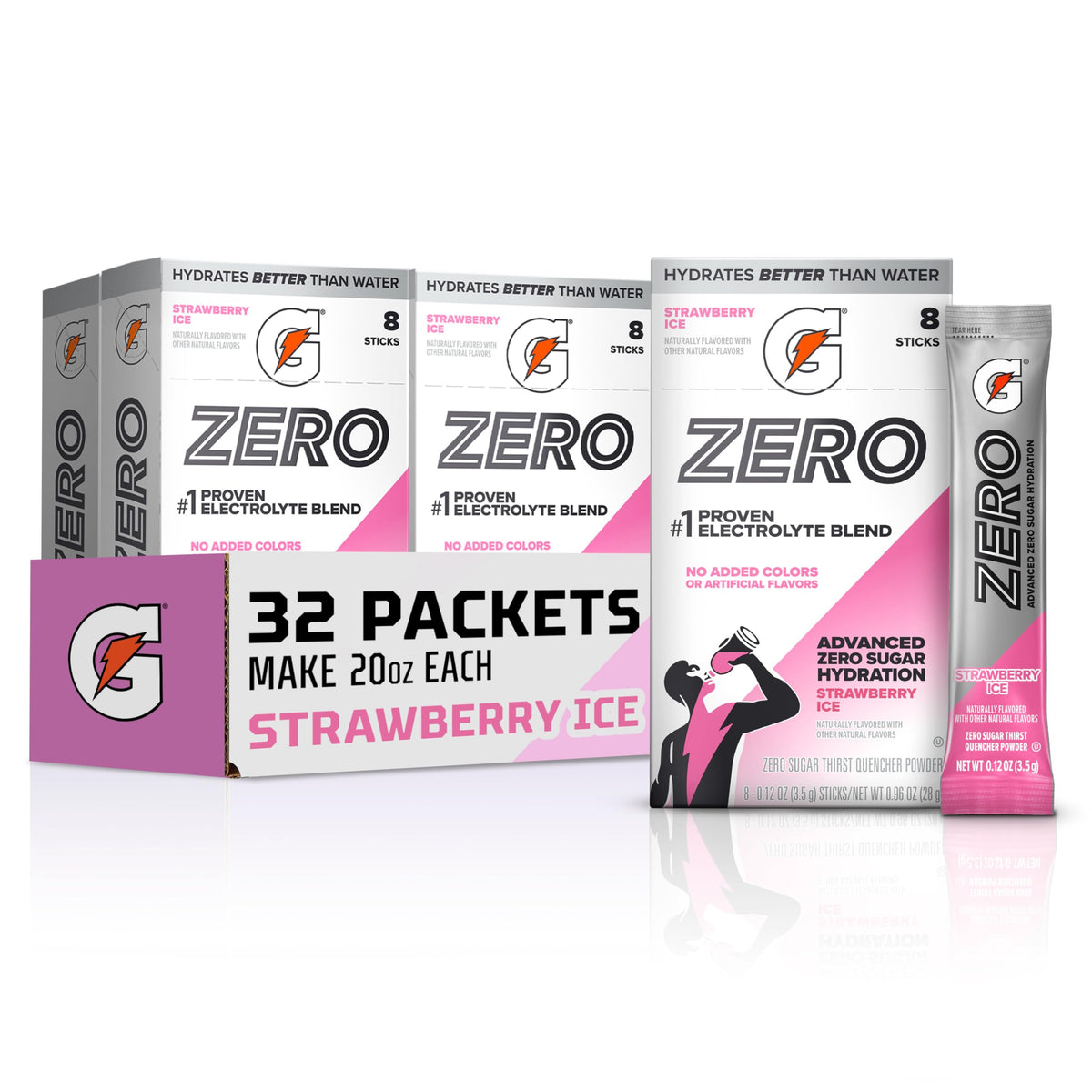Gatorade Zero Sugar Powder, 3 Flavor Variety Pack, (32 Servings)