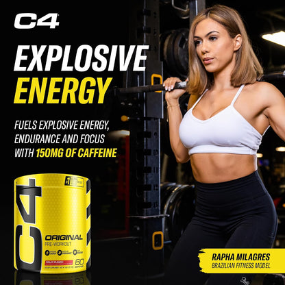 C4 Original Pre Workout with 150mg Caffeine, Fruit Punch, 60 Servings