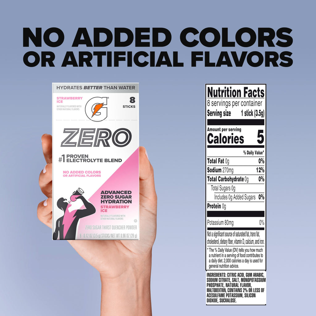 Gatorade Zero Sugar Powder, 3 Flavor Variety Pack, (32 Servings)