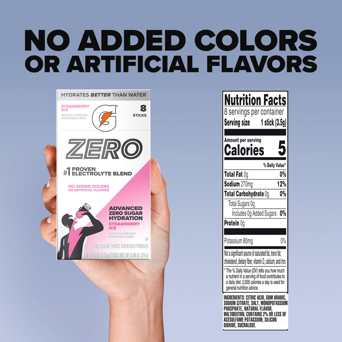 Gatorade Zero Sugar Powder, 3 Flavor Variety Pack, (32 Servings)