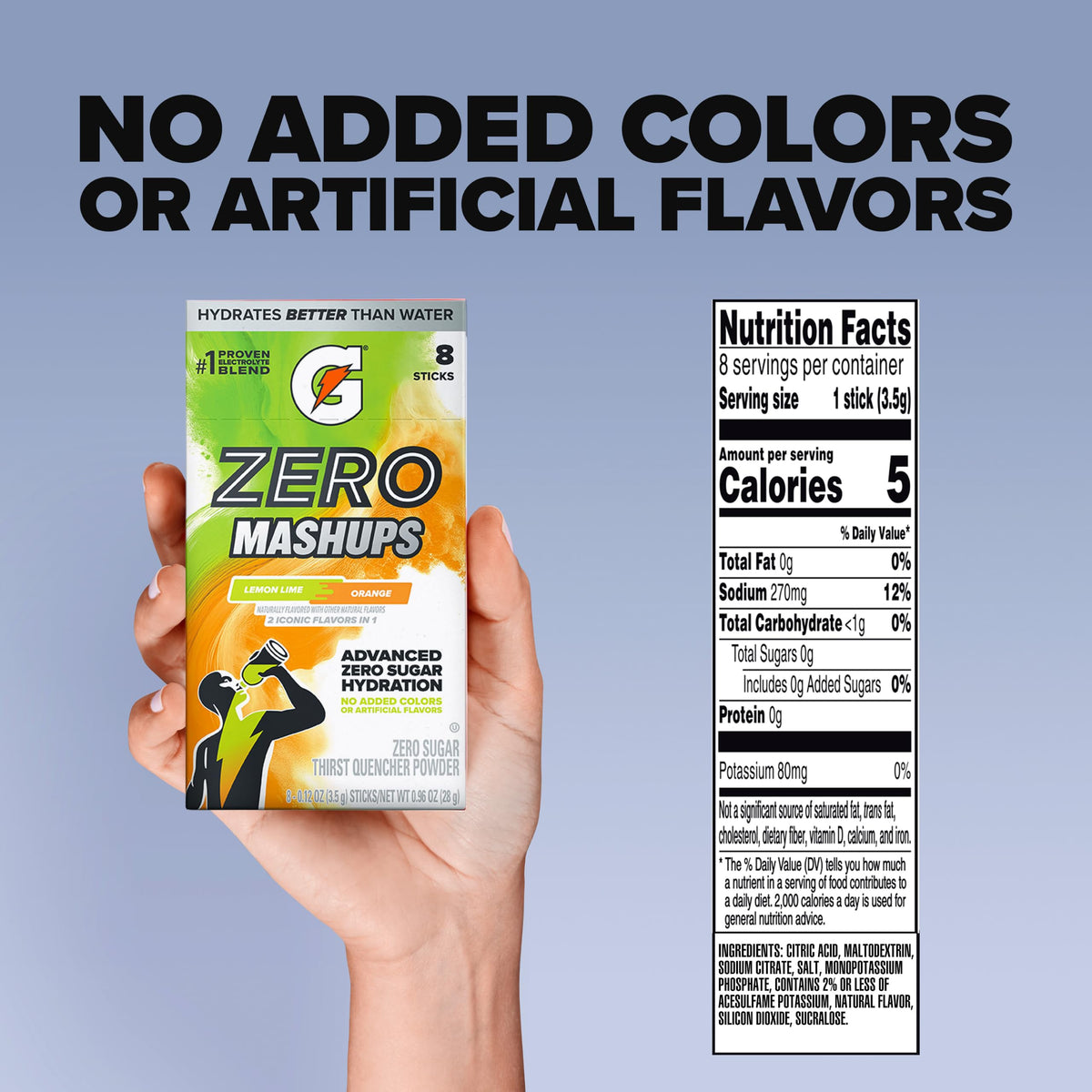 Gatorade Zero Sugar Powder, 3 Flavor Variety Pack, (32 Servings)
