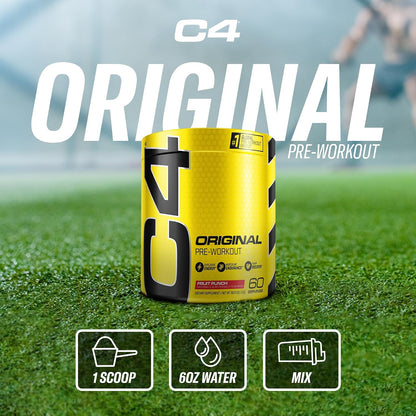C4 Original Pre Workout with 150mg Caffeine, Fruit Punch, 60 Servings