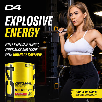 C4 Original Pre Workout with 150mg Caffeine, Fruit Punch, 60 Servings