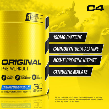C4 Original Pre Workout with 150mg Caffeine, Fruit Punch, 60 Servings