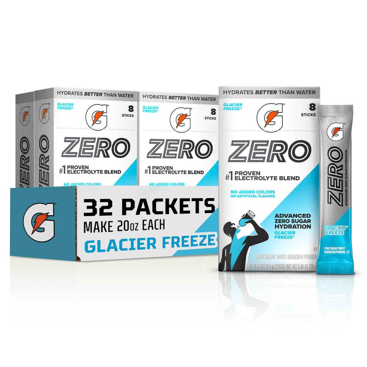 Gatorade Zero Sugar Powder, 3 Flavor Variety Pack, (32 Servings)