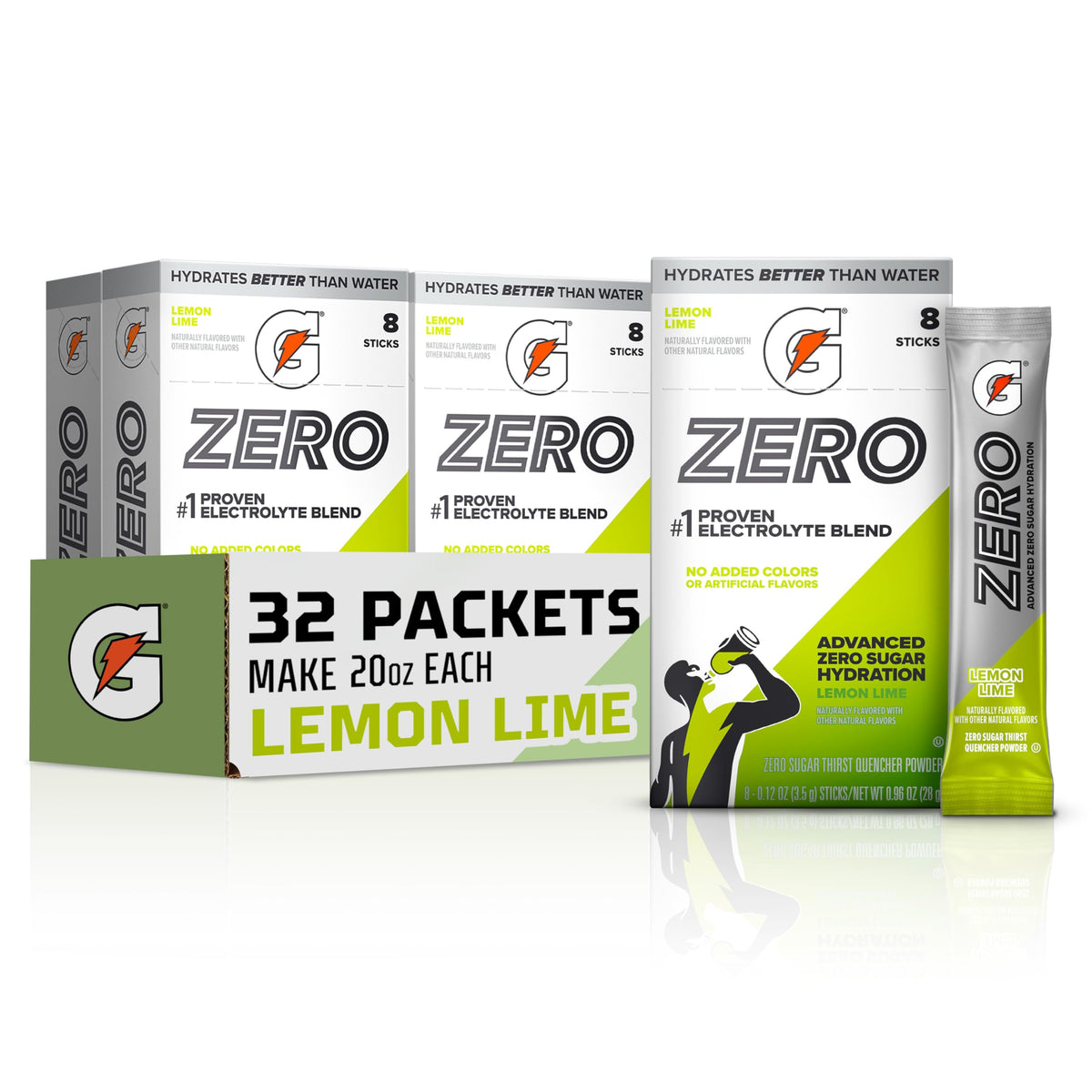 Gatorade Zero Sugar Powder, 3 Flavor Variety Pack, (32 Servings)