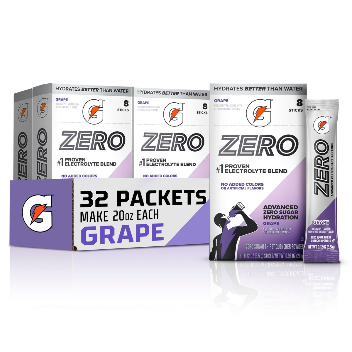 Gatorade Zero Sugar Powder, 3 Flavor Variety Pack, (32 Servings)