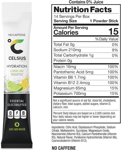 CELSIUS Hydration™ Blue Razz, Sugar Free Electrolyte Hydration Drink Mix (Pack of 14)