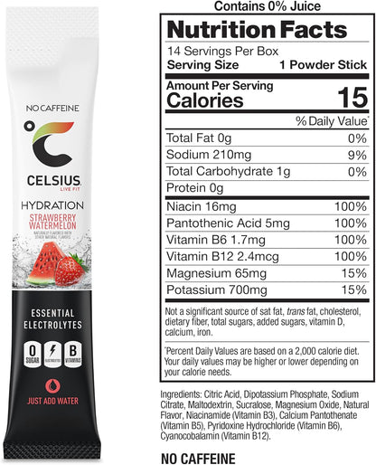 CELSIUS Hydration™ Blue Razz, Sugar Free Electrolyte Hydration Drink Mix (Pack of 14)