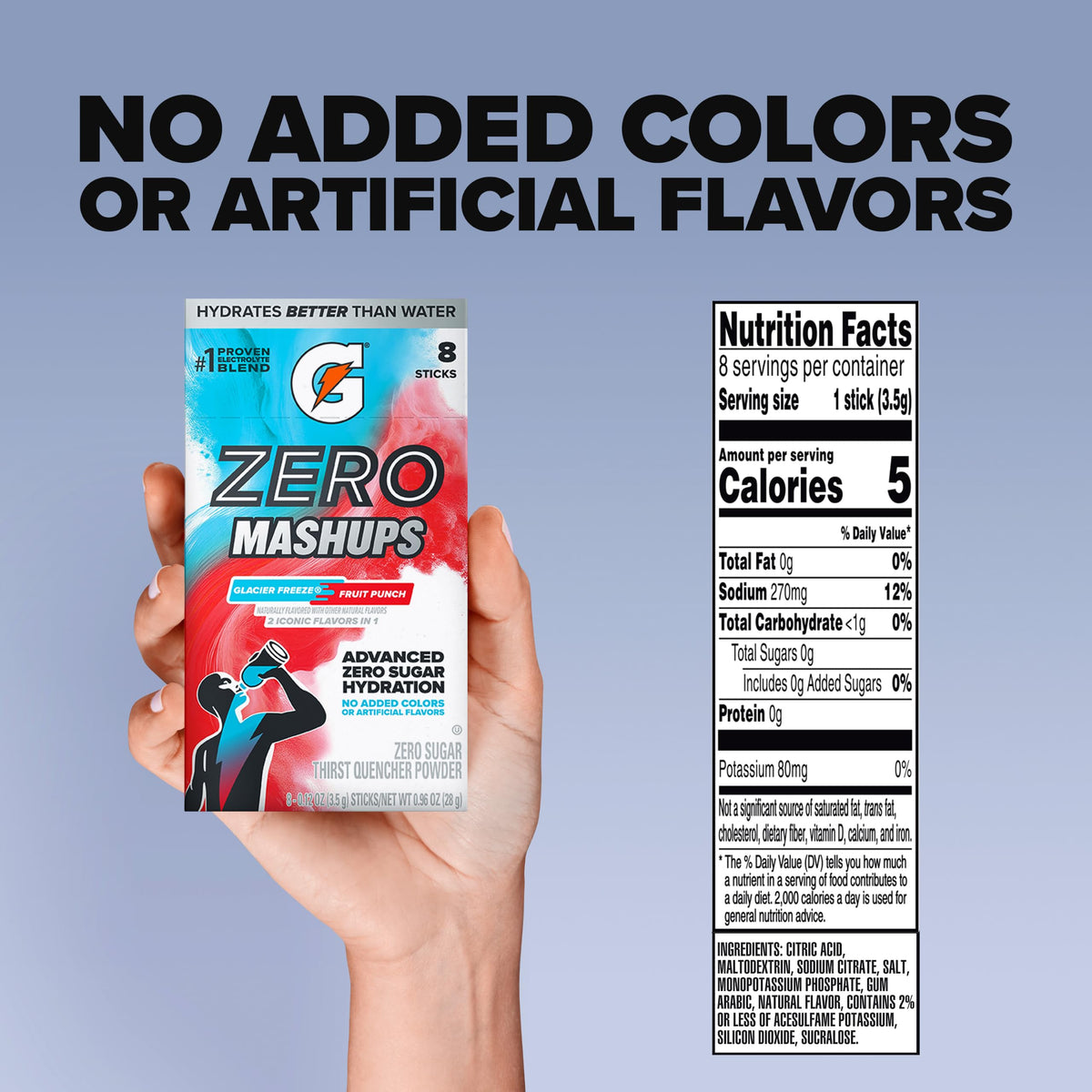 Gatorade Zero Sugar Powder, 3 Flavor Variety Pack, (32 Servings)