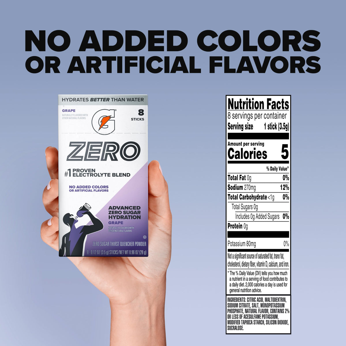 Gatorade Zero Sugar Powder, 3 Flavor Variety Pack, (32 Servings)