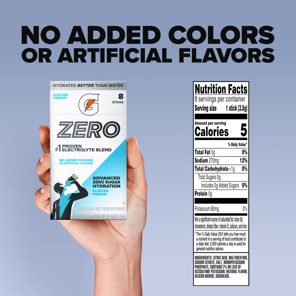 Gatorade Zero Sugar Powder, 3 Flavor Variety Pack, (32 Servings)