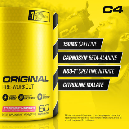 C4 Original Pre Workout with 150mg Caffeine, Fruit Punch, 60 Servings