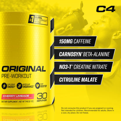 C4 Original Pre Workout with 150mg Caffeine, Fruit Punch, 60 Servings