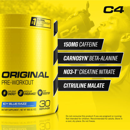 C4 Original Pre Workout with 150mg Caffeine, Fruit Punch, 60 Servings