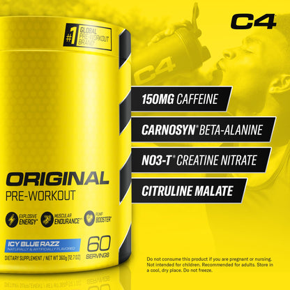 C4 Original Pre Workout with 150mg Caffeine, Fruit Punch, 60 Servings